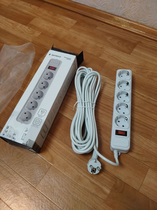 Сетевой фильтр 10м. Gembird SPG5-G-10MG, 5 розеток,