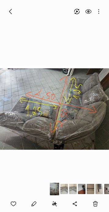 Sofá cinza de canto com 2.50 x 2.50