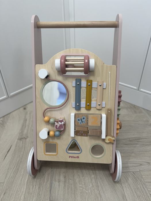 Drewniany Pchacz Chodzik Jeździk Różowy PolarB