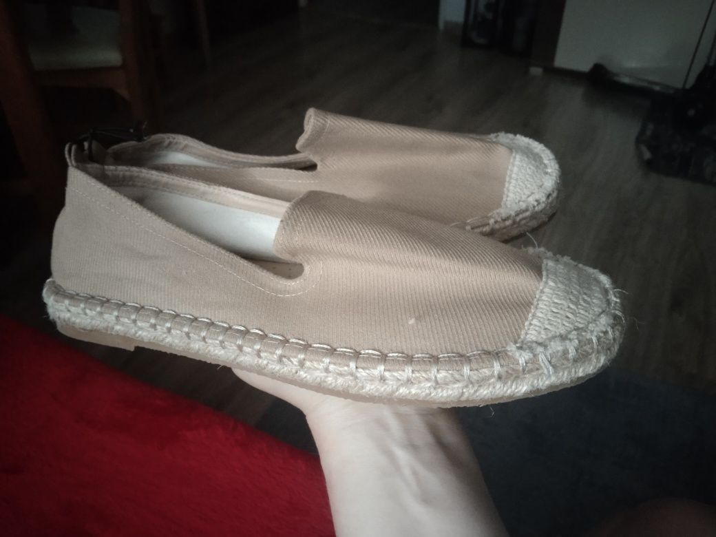 Nowe Espadryle baleriny beżowe kawa z mlekiem rozmiar 37