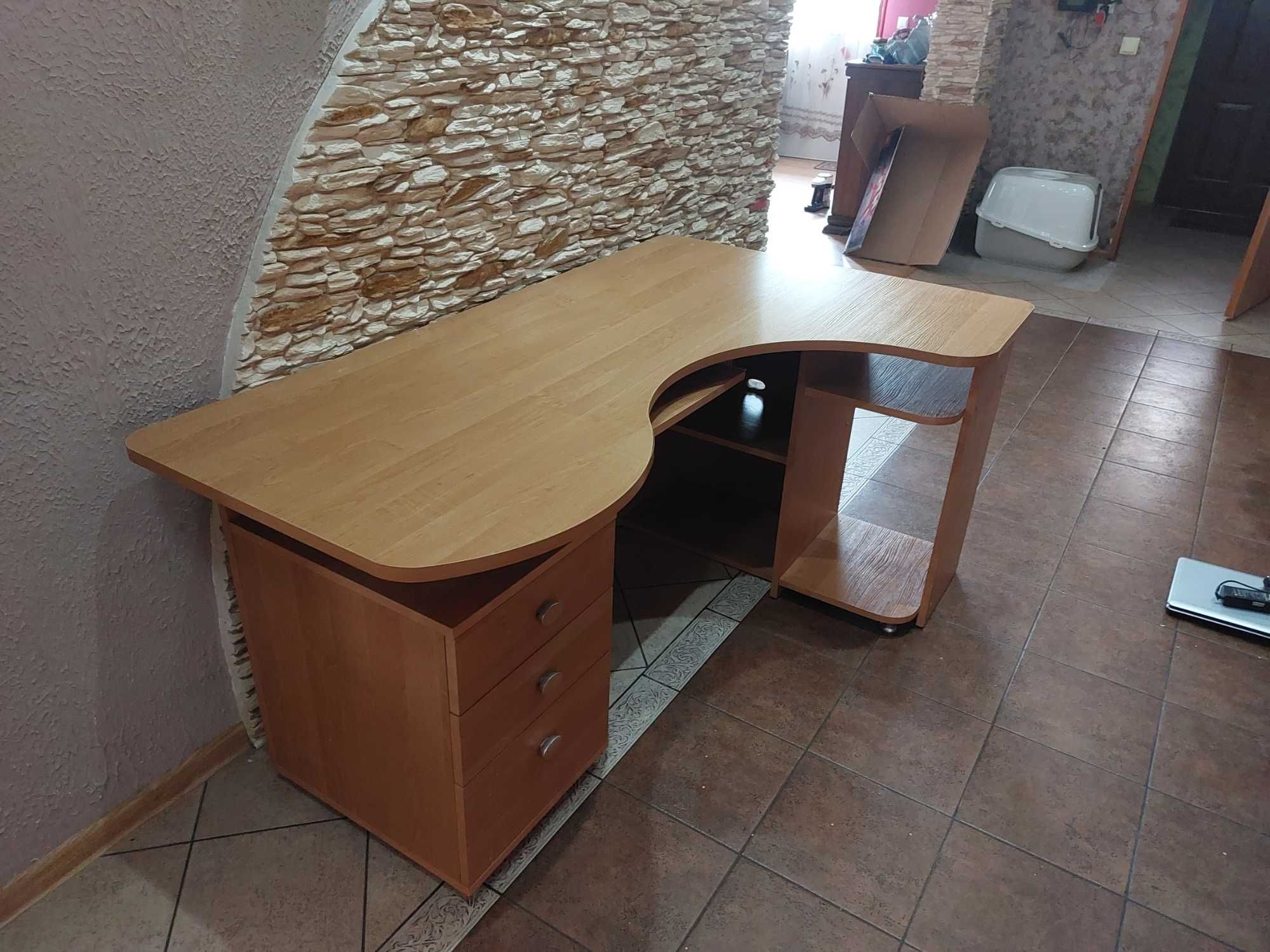 Biurko narożne kolor olcha 160 x 100 + fotel obrotowy biurowy