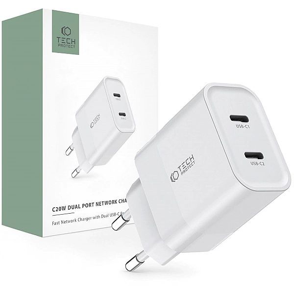 Tech-protect C20w 2-port Network Charger Pd20w White