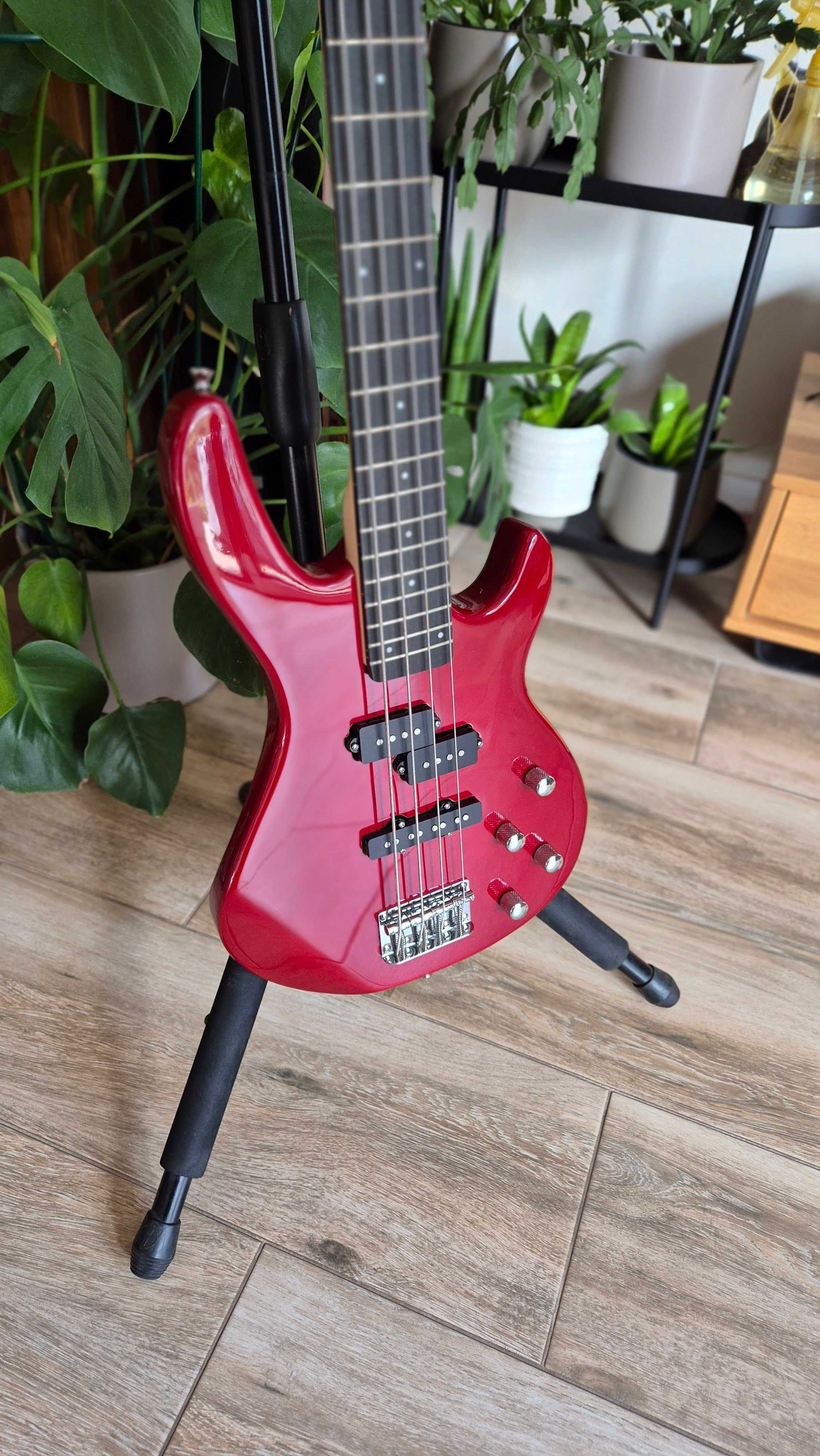 gitara basowa 4 strunowa - czerwona