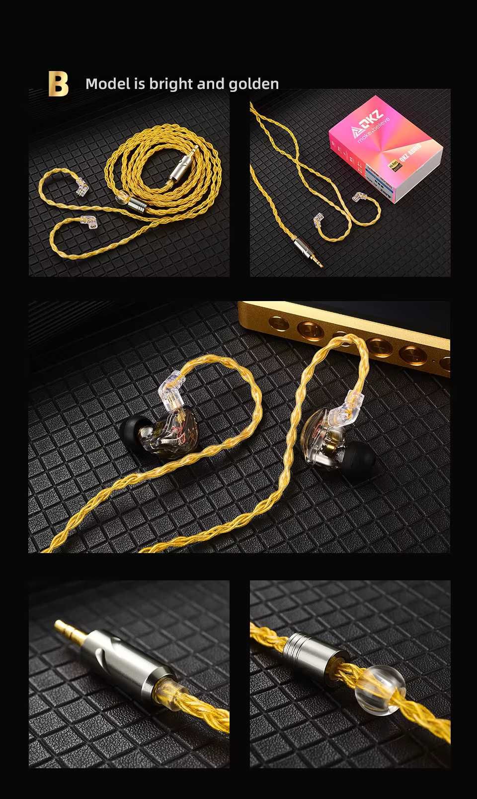 Кабель для навушників [QKZ T1] 2pin QDC [0.75mm С-pin] 3.5mm audiojack
