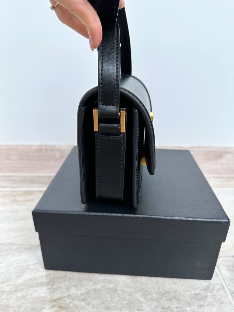 Жіноча сумка Ysl Solferino small 19cm,чорний колір,Lux шкіра/Живі фото