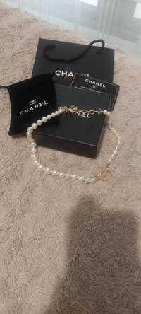 Naszyjnik choker ,chanel* perły