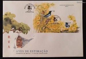 FDCB - envelope do 1. dia c/ bloco - Aves de Estimação - Macau - 1995