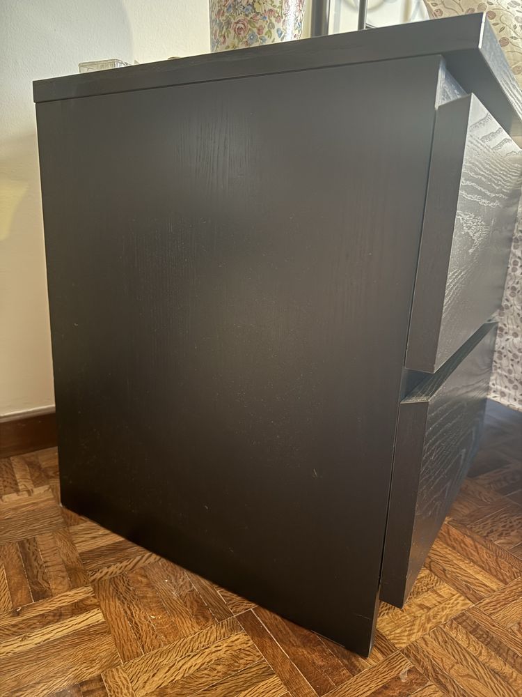 Mesa de cabeceira MALM ikea 2 gavetas preto castanho