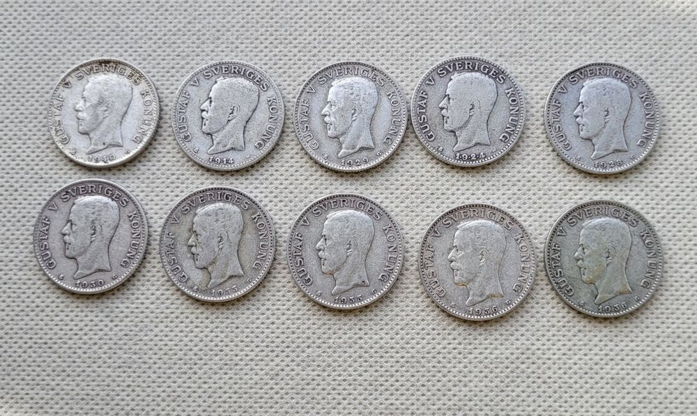 1 Korona - zestaw 10 srebrnych monet kolekcjonerskich