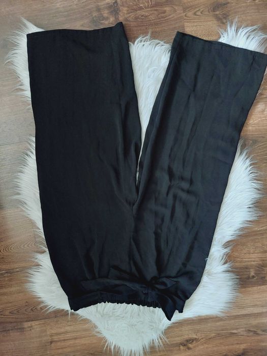 Primark spodnie kuloty czarne pasek l xl 2xl rybaczki flare szerokie