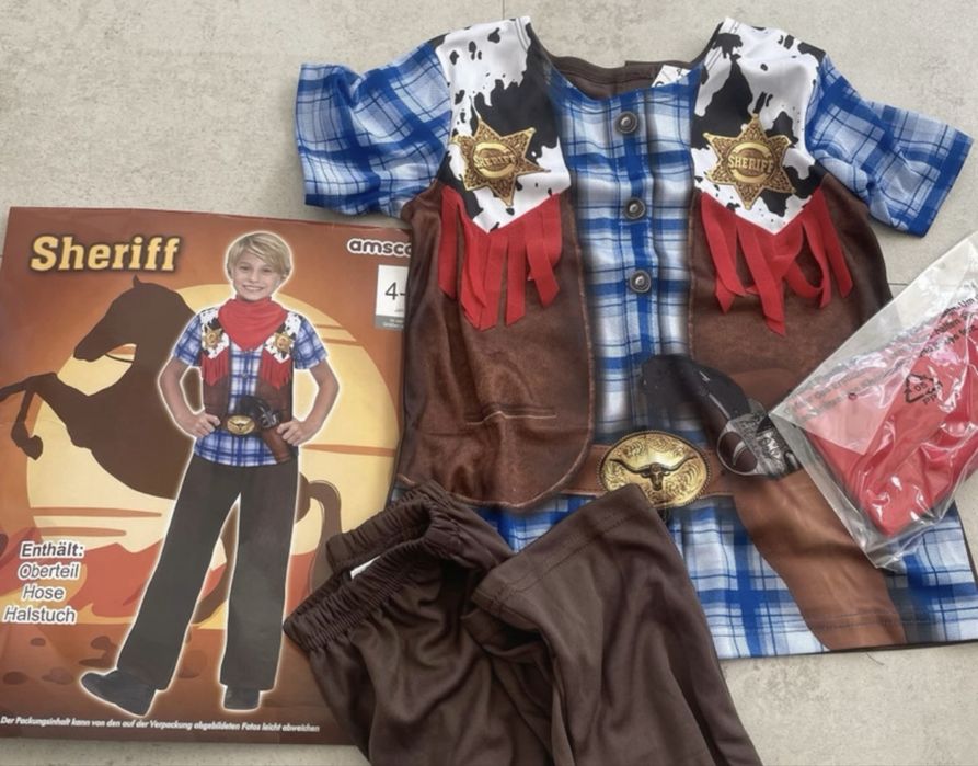 Kostoum stroj przebranie roz.4/6 lat Szeryf Chudy halloween karnawal