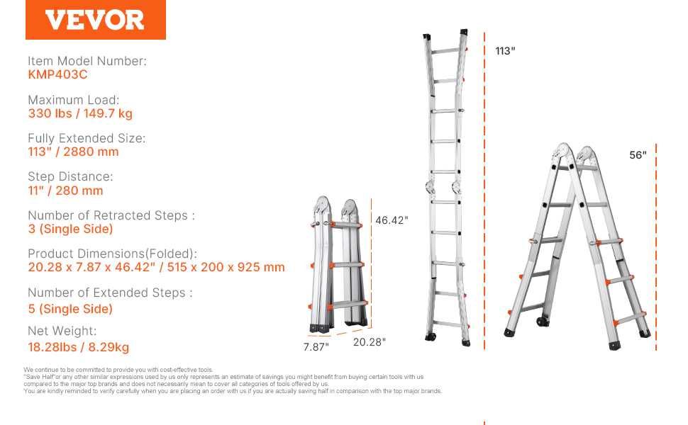 Escada dobrável 3 MT em Aluminio