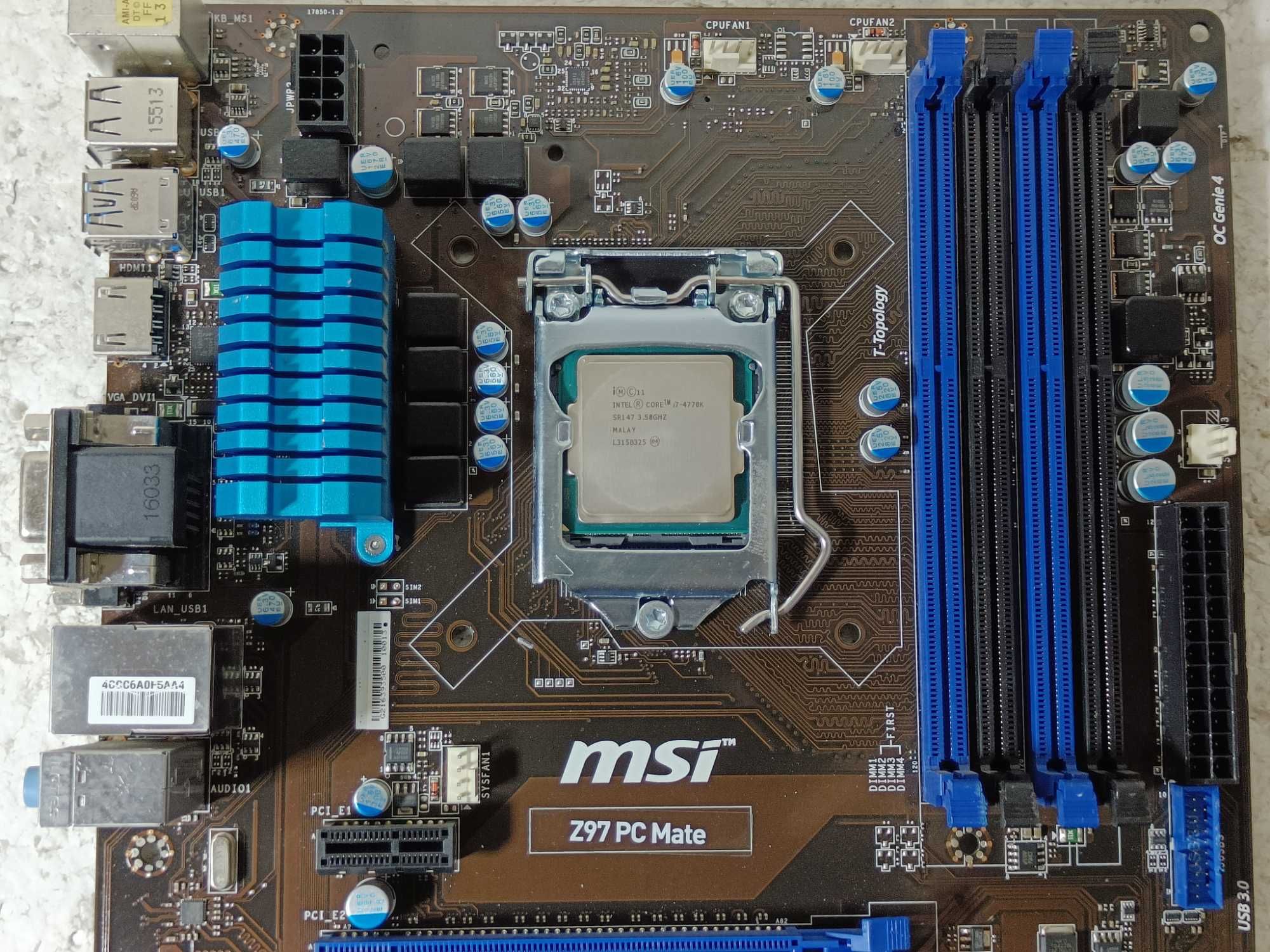 КОМПЛЕКТ Материнська плата MSI Z97 PC Mate + процесор i7-4770K LGA1150