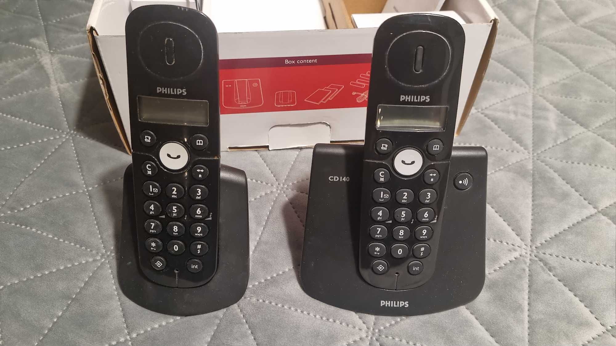 2 używane telefony stacjonarne, Panasonic + Philips