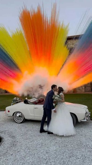 Kolorowe Miny Dymne Wystrzały Wesele Ślub Fontanny Iskier Baby Shower