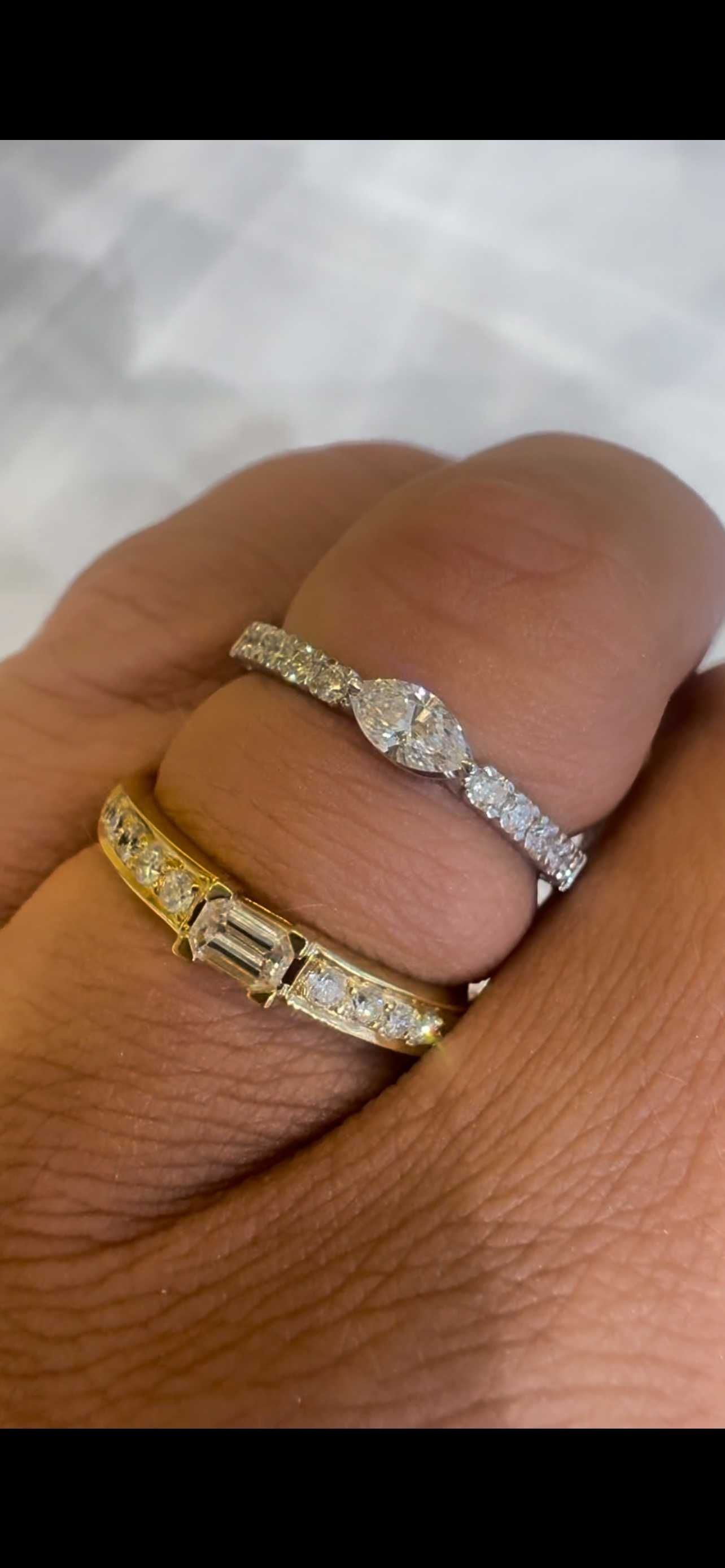 Pierścionek z diamentami naturalnymi 0.50 CT markiza
