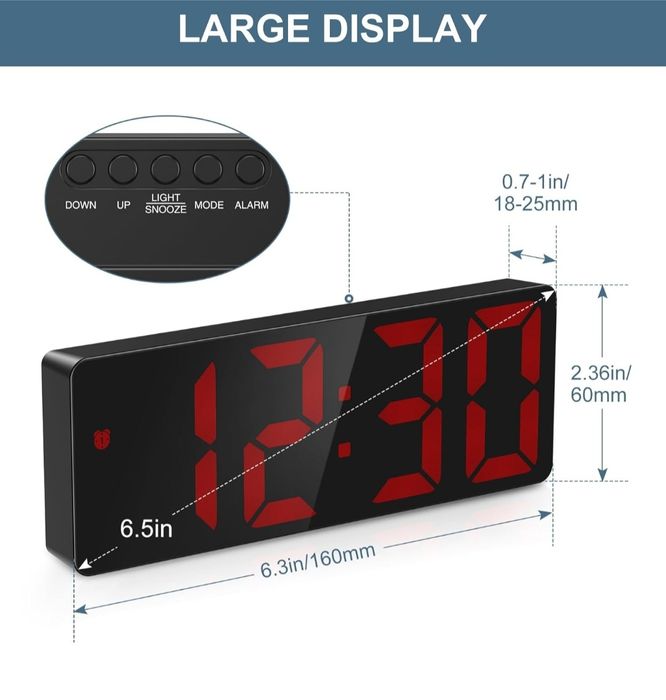 Ankilo Cyfrowy budzik, zegar LED ze wskazaniem temperatury