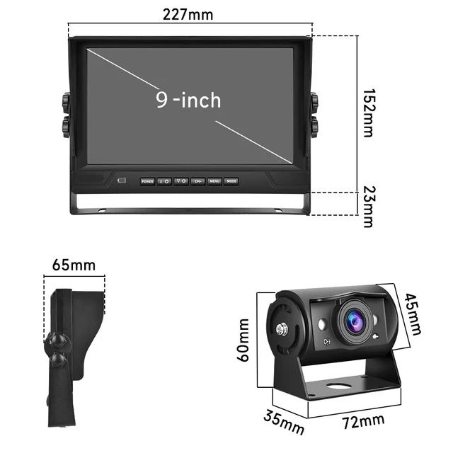 Kit de 4 câmaras e monitor 9" para camiões autocarros cabo 20M novo