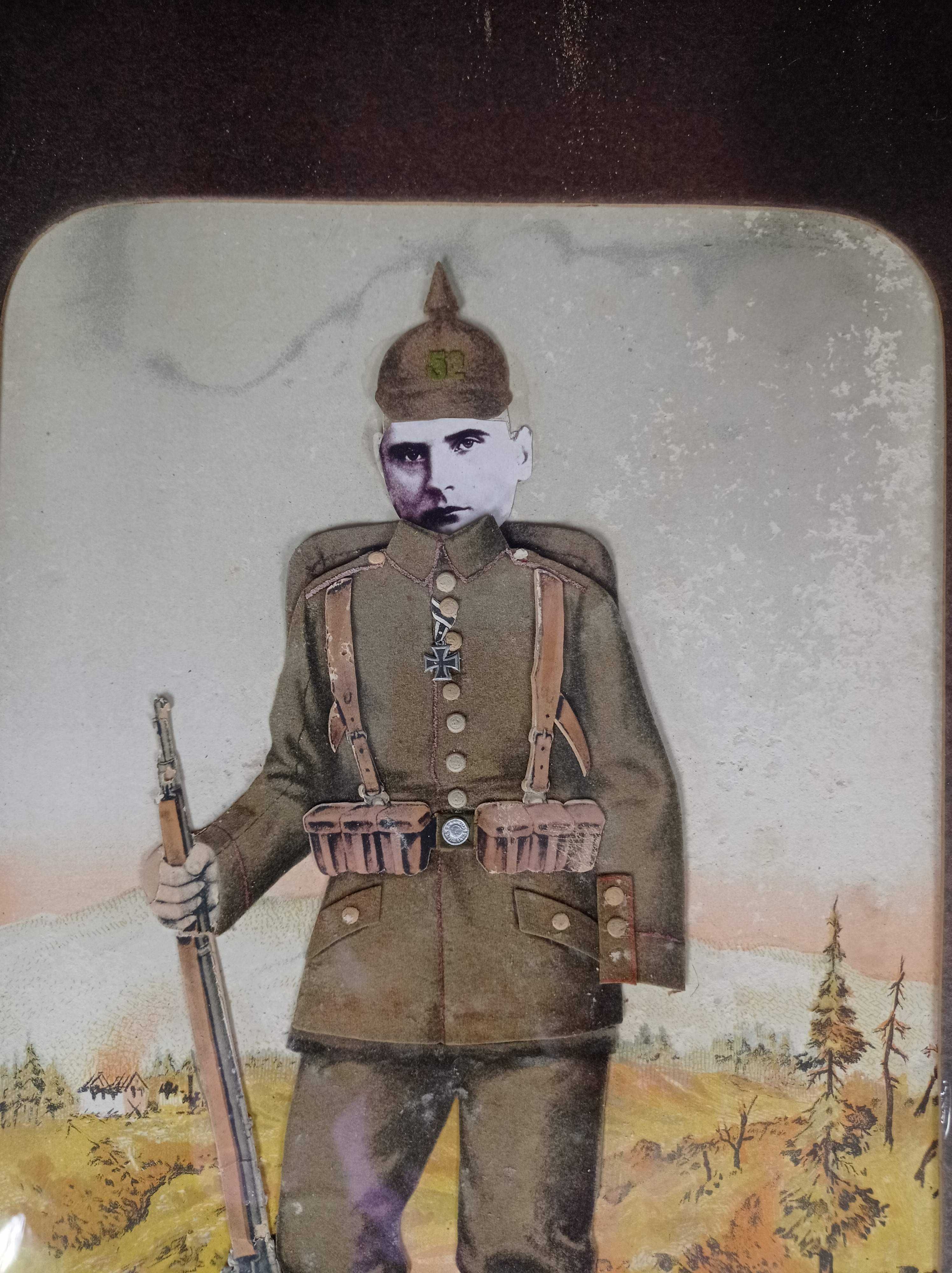 Żołnierz pruski stary obraz krzyz zelazny