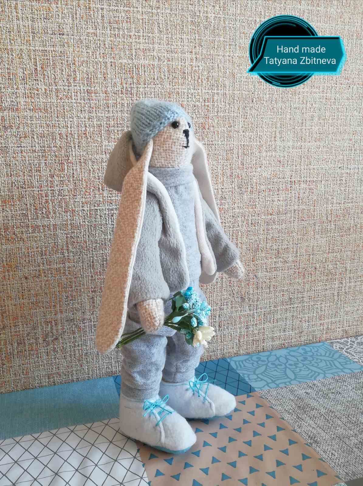 Іграшка тільда Кролик декоративний на подарунок 8 Березня