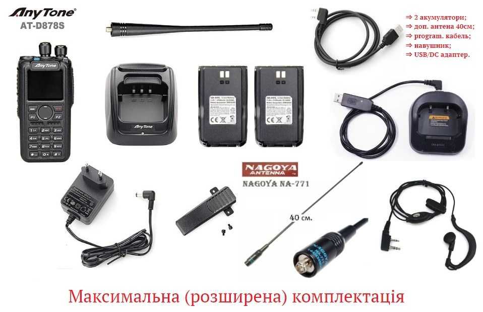 ⇒ AnyTone AT-D878S (МАХ.комплект) – рация на 10W! AES256 с Motorola DP