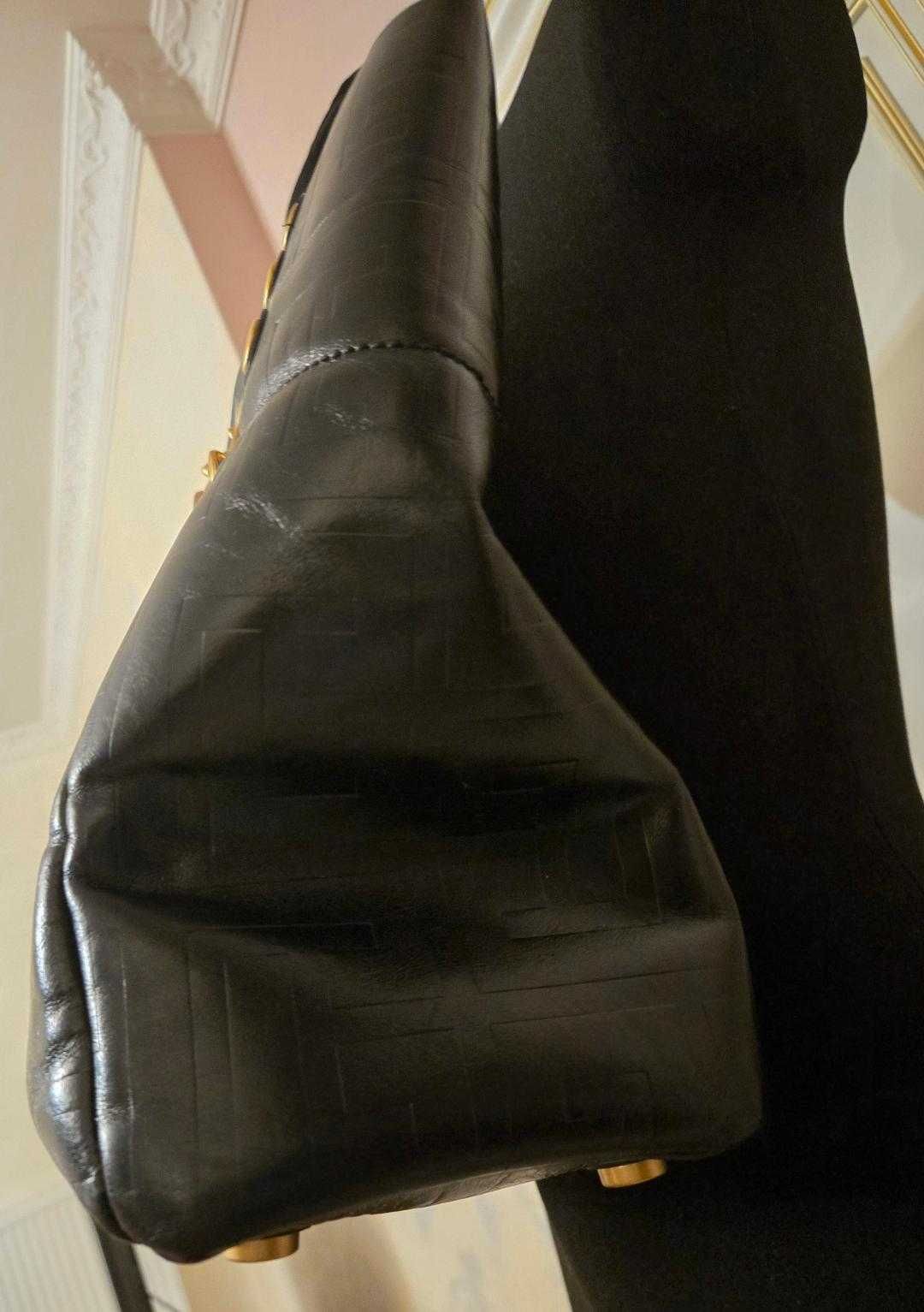 "BALMAIN " 1945 Miękka torba na ramię z pękniętej skóry cielęcej