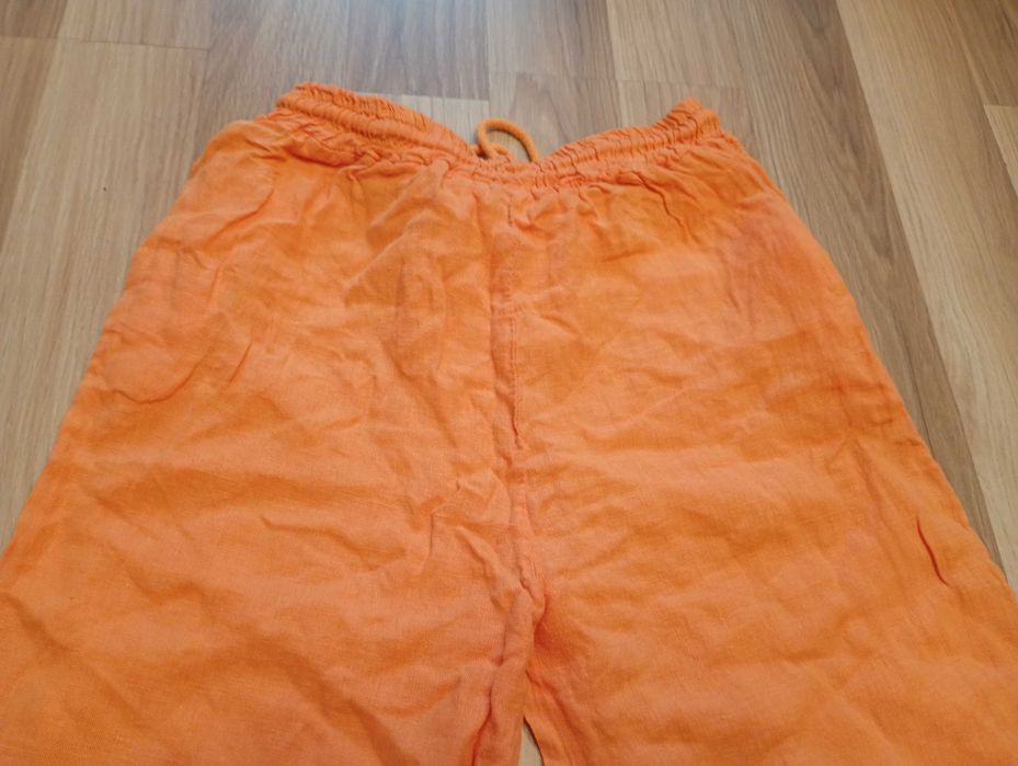 Lniane spodnie pomarańczowe
