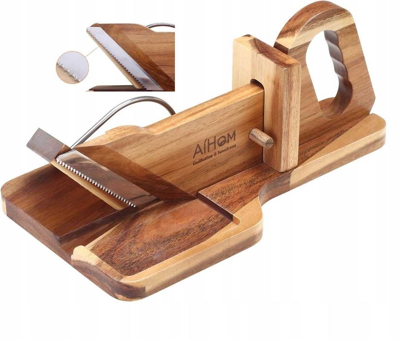 Ręczna drewniana krajalnica do twardej kiełbasy DLA PRAWORĘCZNYCH