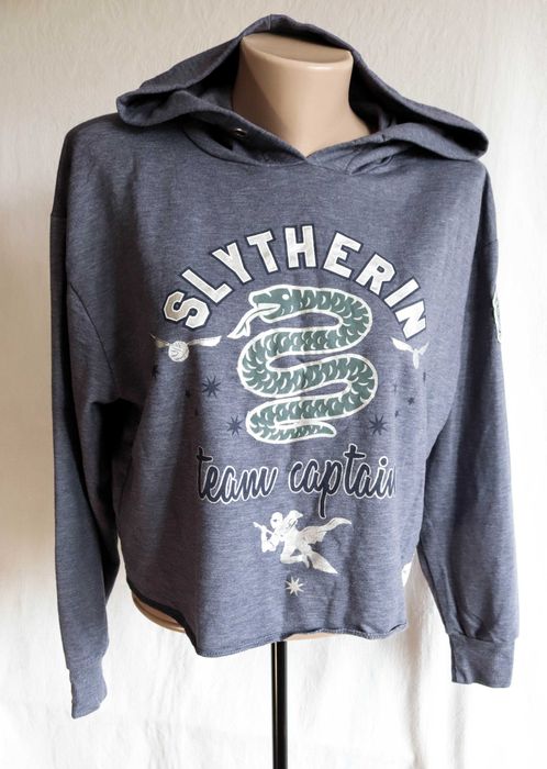 Тепла кофта на дівчинку худі оверсайз S коротке Гаррі Поттер Слизерин