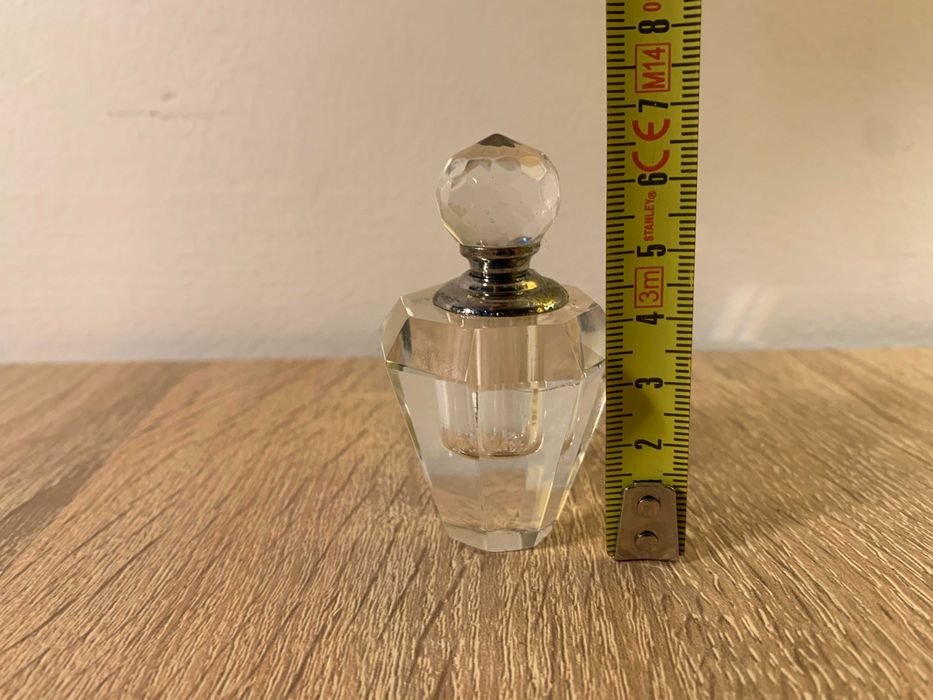 kryształowa perfumetka flakonik ze szklana pipetką, art deco, Vintage