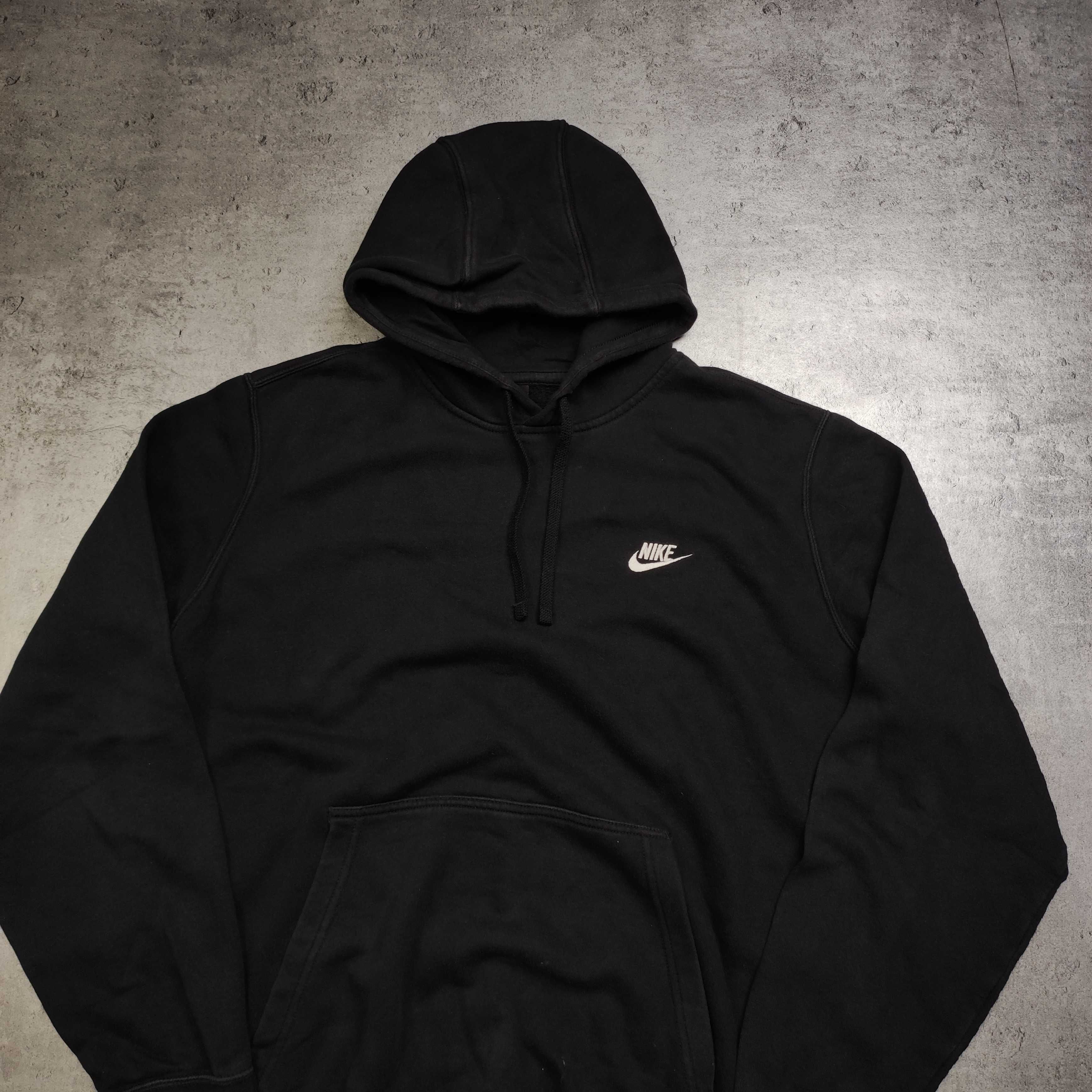 MĘSKA Bluza z Kapturem Hoodie Czarna Nike Bawełna Swoosh Klasyk Sport
