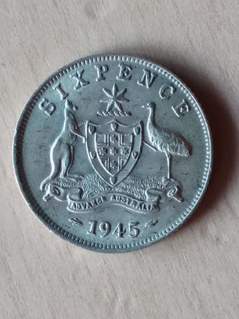 6 pence. Australia 1945 r. Srebro925