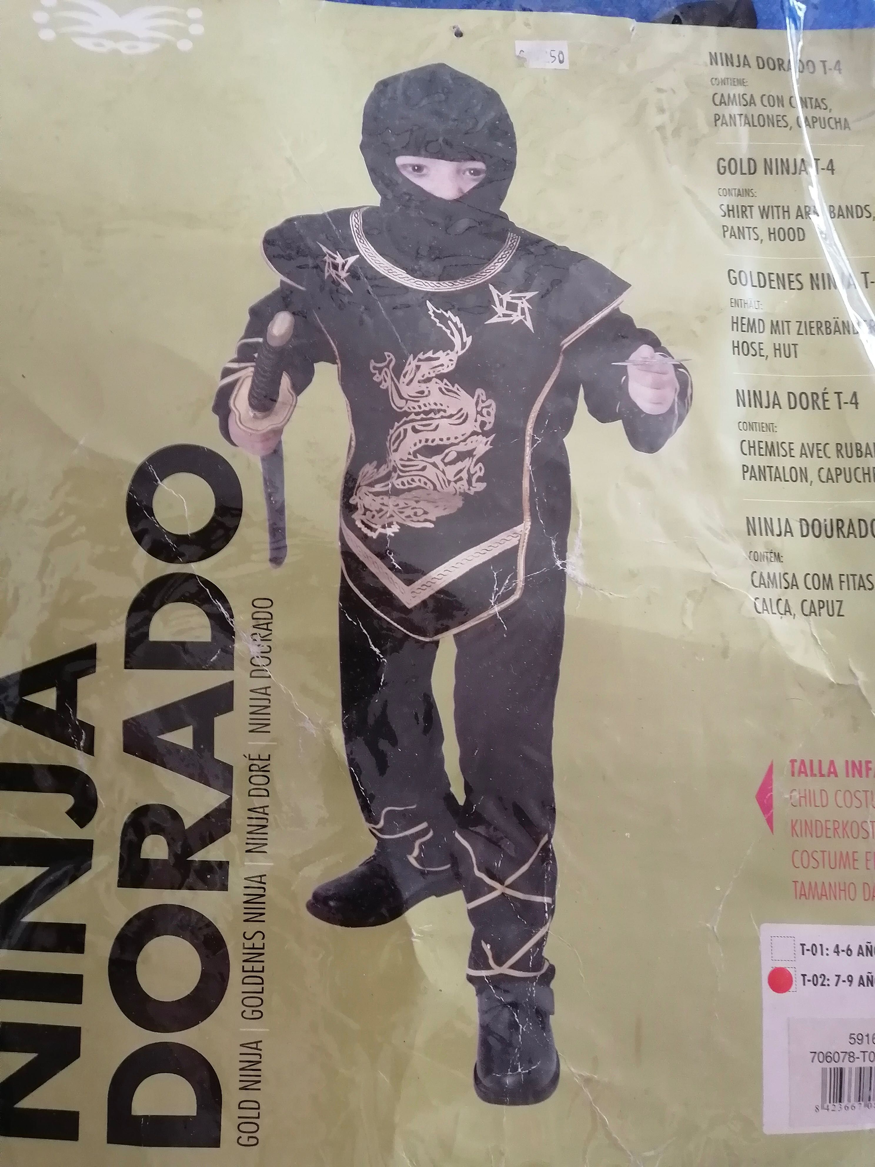 fantasia de criança ninja dourado