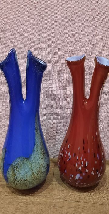 Винтаж, раритет. Вази ручної роботи, гутне скло; Вазы выдувное стекло
