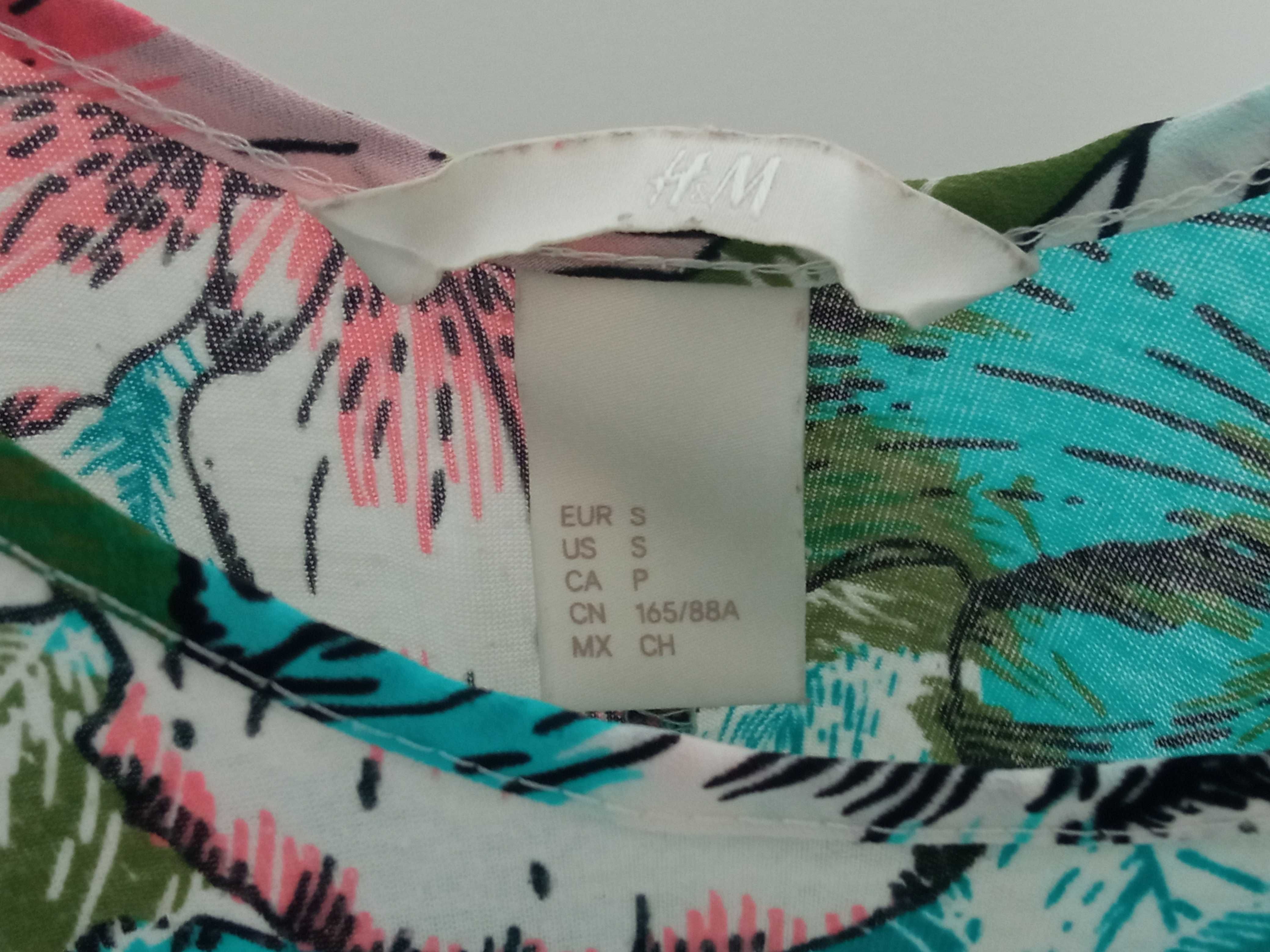 Bluzka letnia Top H&M S 36 kwiaty na ramiączkach na lato
