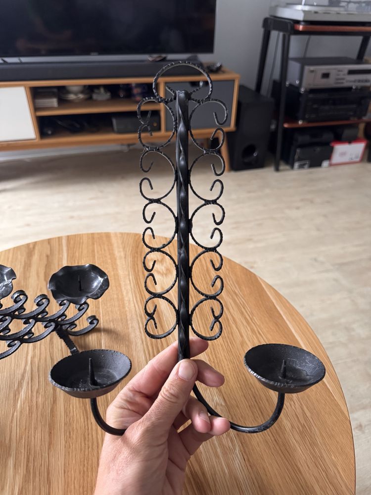 Świecznik metaloplastyka. PRL. Vintage. Dwie sztuki.