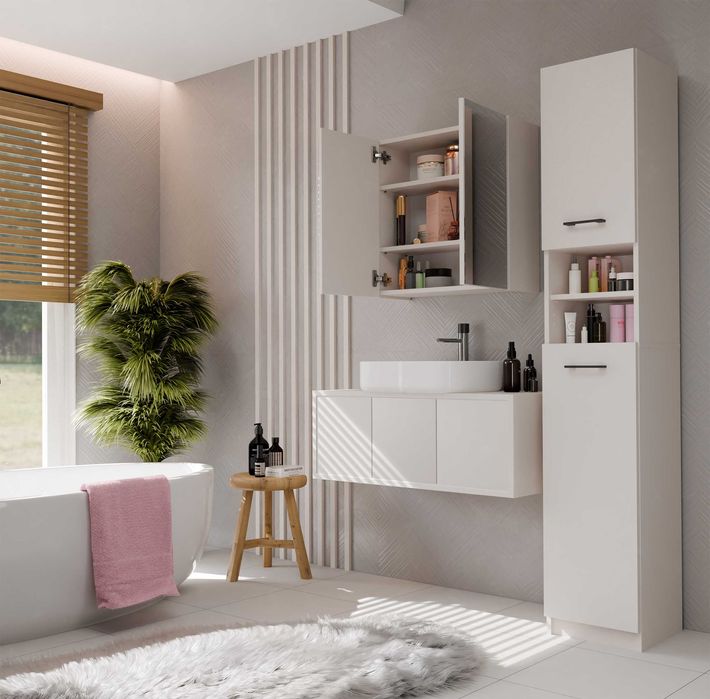 Szafka Łazienkowa Wisząca Z Lustrem Nad Umywalkę POLA 2DL KASZMIR