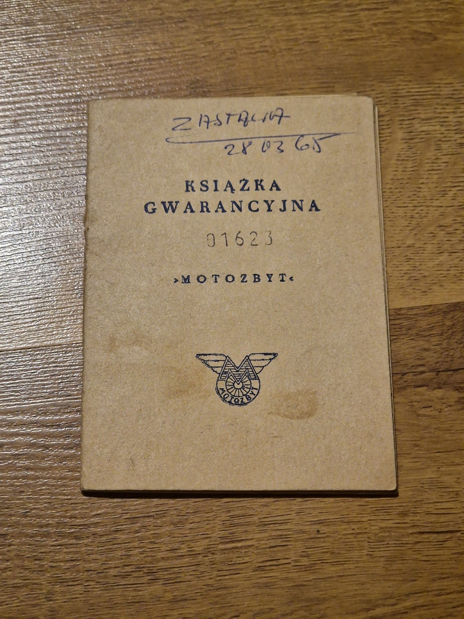 Motozbyt Książka Gwarancyjna Zastawa 750 Warszawa 1965