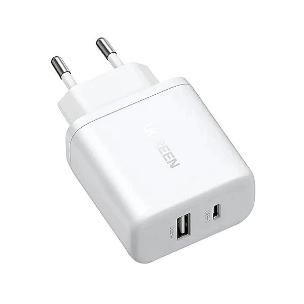 Ładowarka sieciowa Ugreen X227/20W GaN 1x USB-A 1x USB-C - biała