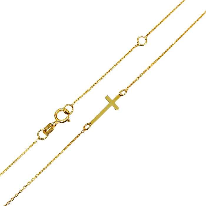 Złoty łańcuszek naszyjnik z krzyżykiem 585 14k D45