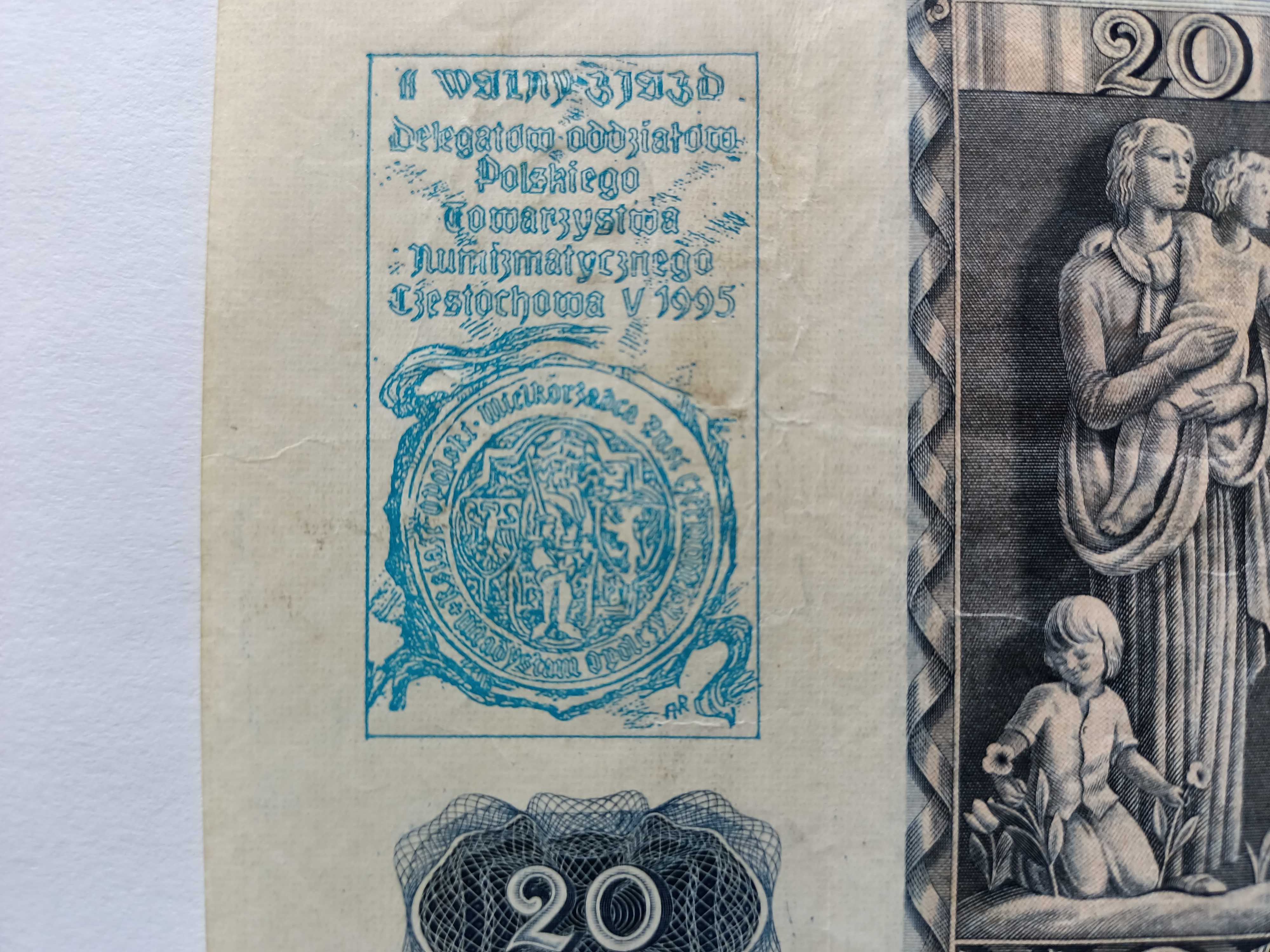 20 Złotych 1936 banknot z nadrukiem     oryginał