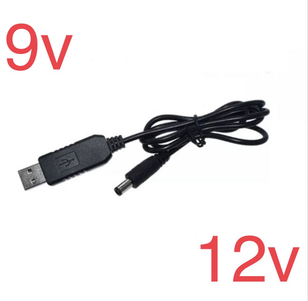 Кабель-перехідник DC 5.5x2.5 з 5v на 9/12v (з павербанка на роутер)