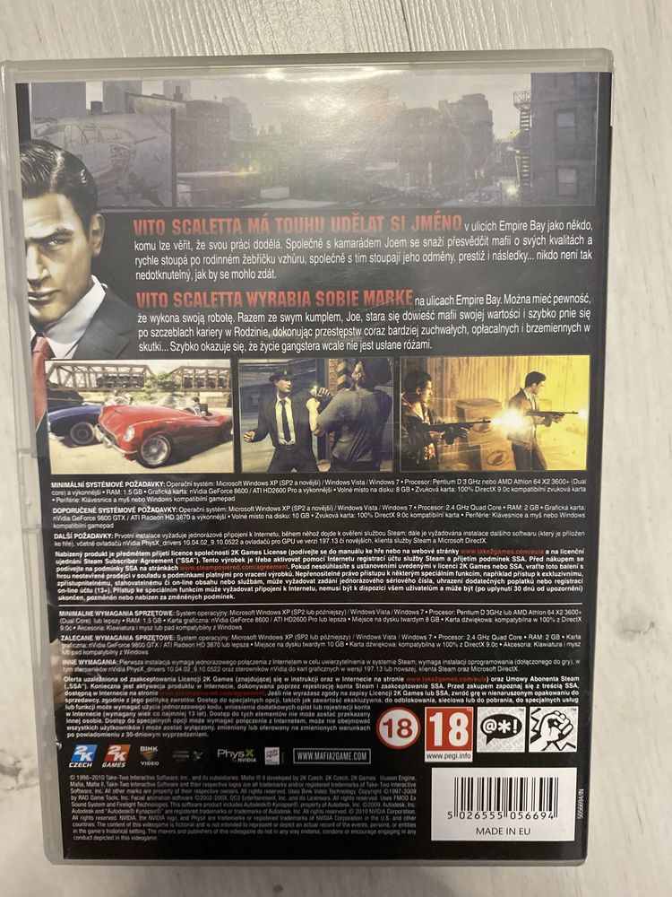 Mafia 2 pudelko z zawartością