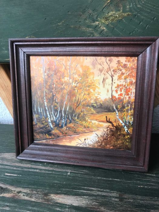 Oryginalny Obraz Olejny Rzeka w Lesie