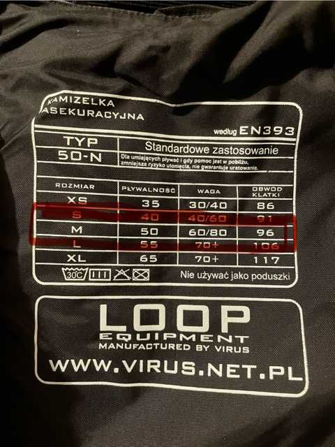 Kamizelka asekuracyjna LOOP 50-N, rozmiar M
