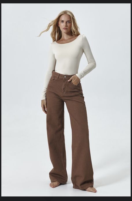 Джинси WIDE LEG, milk chocolate
