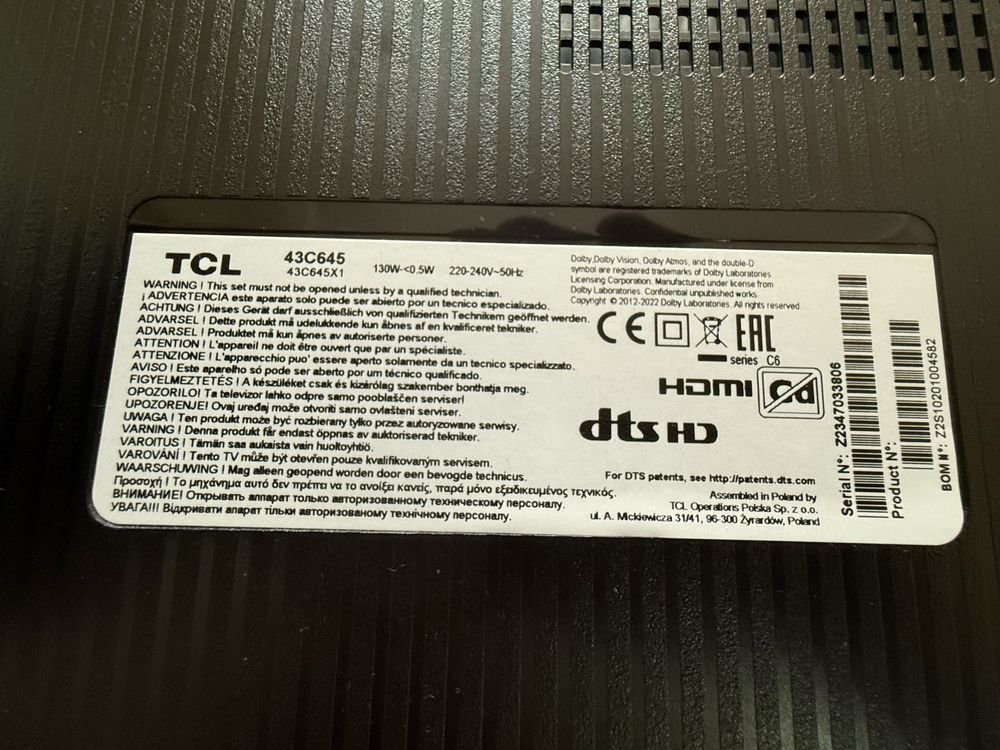 Telewizor TCL 43C645 QLED 4K - 43 Cale