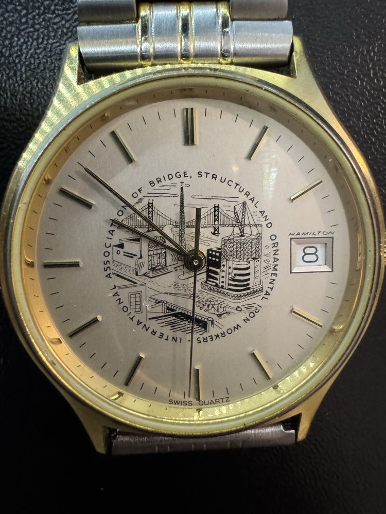Sprawny zegarek Hamilton 9812 srebrno złoty