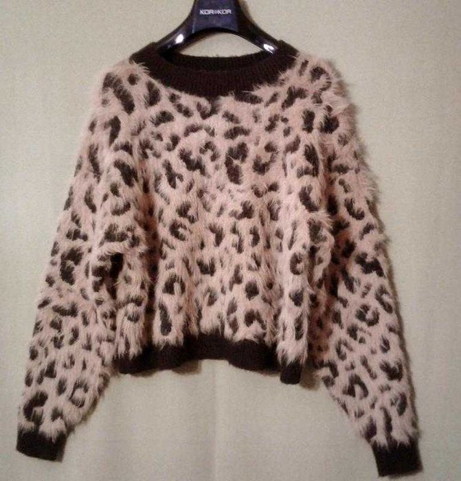 Джемпер пушистый H&M леопардовый принт оверсайз