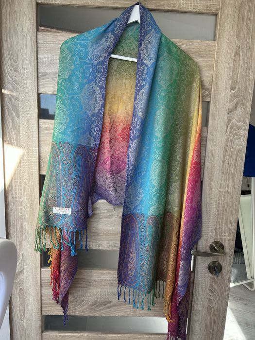 Kaszmirowa kolorowa chusta pashmina oryginalna